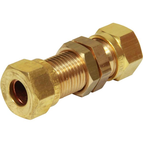 AG Brass Compression Bulkhead Coupling (10mm OD / 3/8" Bulkhead)