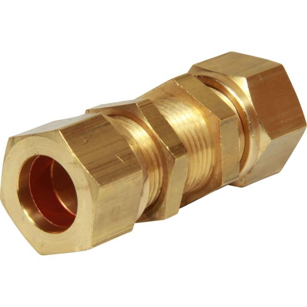 AG Brass Compression Bulkhead Coupling (15mm OD / 3/8" Bulkhead)