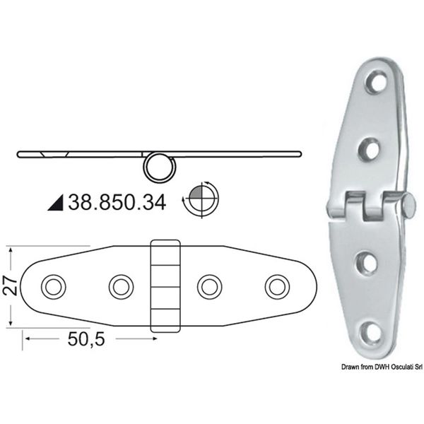 4Dek Stainless Steel Hinge (101mm x 27mm / Reversed Pin)