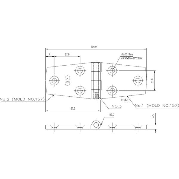 4Dek Stainless Steel Hinge (100mm x 38mm / Protruding Pin)