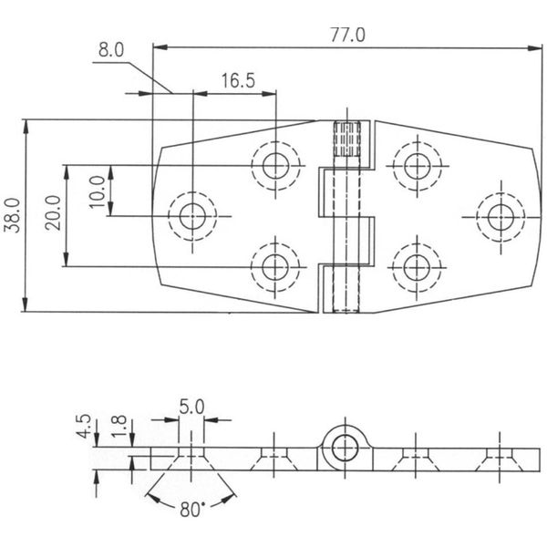 4Dek Stainless Steel Hinge (38mm x 74mm / Flush Pin)