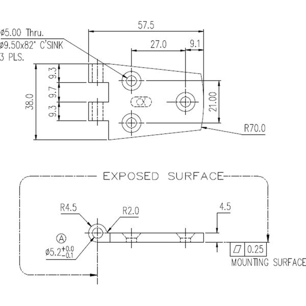 4Dek Stainless Steel Hinge (39mm x 74mm / Protruding Pin)