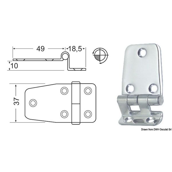 4Dek Stainless Steel Hinge (67.5mm x 37mm / Overhang)