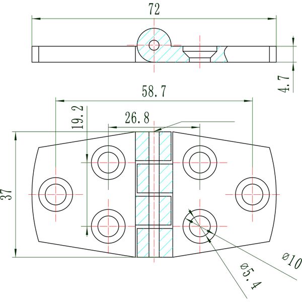 4Dek Stainless Steel Hinge (74mm x 38mm / Protruding Pin)