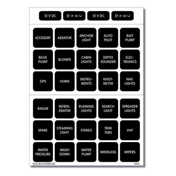 Blue Sea Waterproof DC Label Kit (30 Labels)