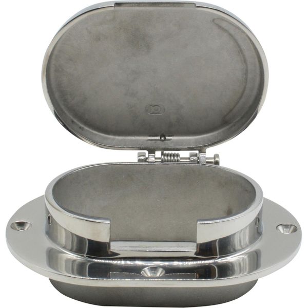 Osculati Stainless Steel Oval Hawsehole and Hinged Cover (137 x 100mm)