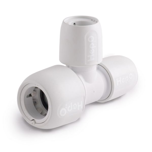 Hep2O HD14 Push Fit End Branch Tee White (22mm x 15mm x 15mm)