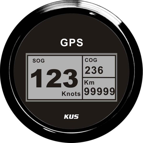 KUS Digital GPS Speedometer 0-999 Knots, kM/H, MPH (Black Bezel/Dial)