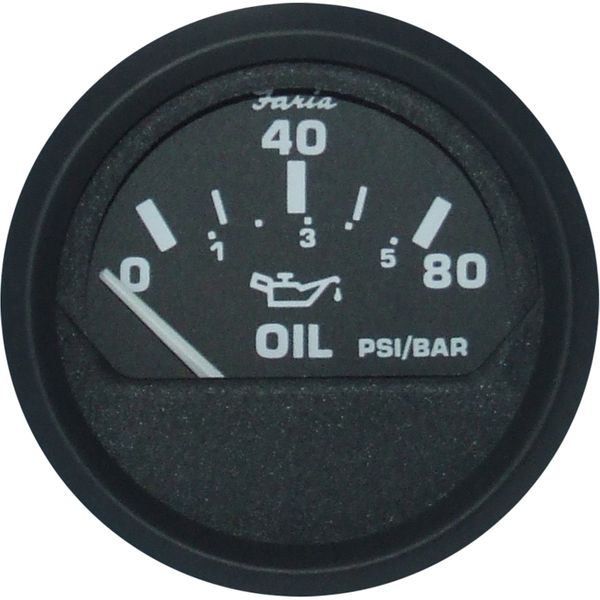 Faria Beede Oil Pressure Gauge 80PSI in Euro Black Style (US Resist)