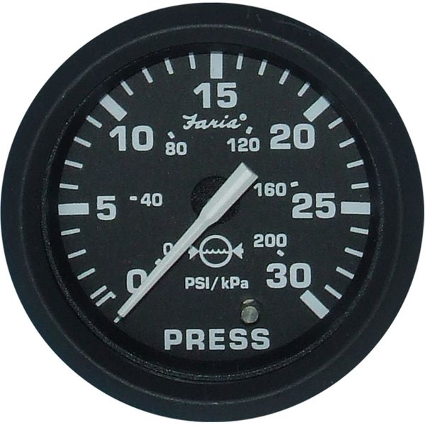 Faria Beede Water Pressure Gauge 30 PSI in Euro Black Style