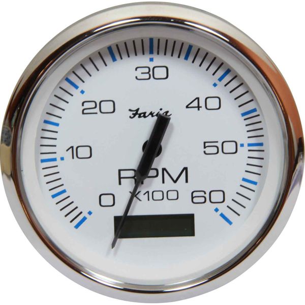 Faria Tacho/Hourmeter in Chesapeake SS White (6000RPM, Petrol Inboard)