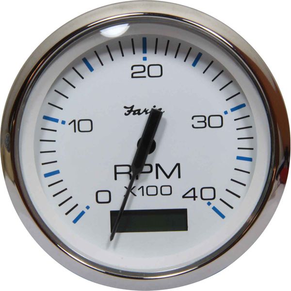 Faria Tacho/Hourmeter in Chesapeake SS White (4000RPM / Alt / Gen)