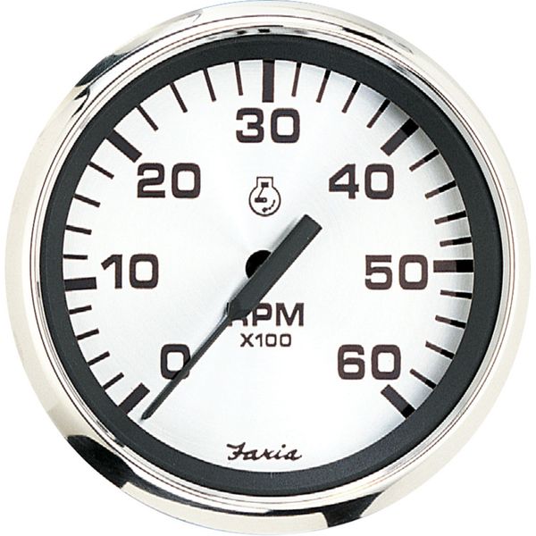 Faria Beede Tachometer in Spun Silver Style (6000RPM / Petrol Inboard)