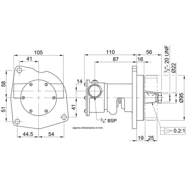 Jabsco Flange Mounted Engine Cooling Pump 10950-2401 (3/4" BSP Ports)