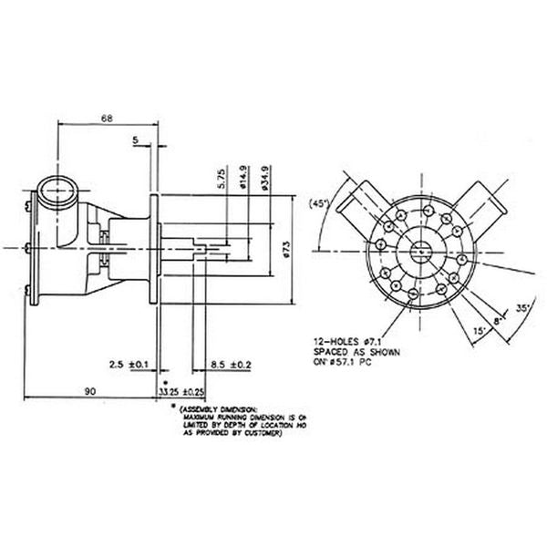 Jabsco Engine Cooling Pump 29500-1501 (28mm Hose / Flange Mount)