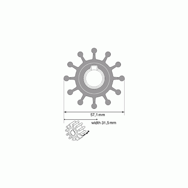 Johnson Neoprene Pump Impeller for Johnson F5 & Volvo Pumps (12 Blade)