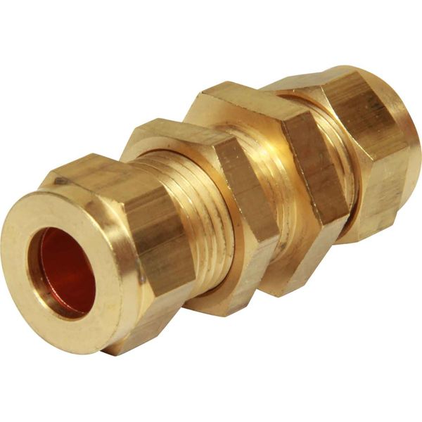 AG Brass Compression Bulkhead Coupling (1/2" OD / 1/2" Bulkhead)