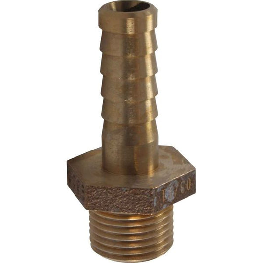 AG Bronze Straight Hose Tail (1/2" BSP Male to 13mm Hose)