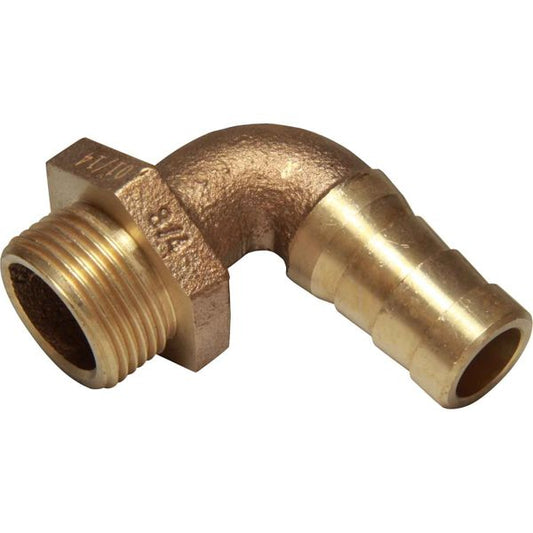 AG Bronze 90 Degree Hose Tail (3/4" BSP Male to 19mm Hose)