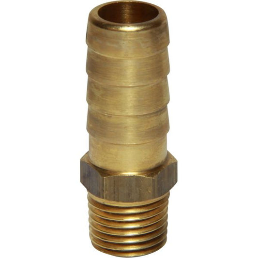 AG Brass Straight Hose Tail (1/4" BSPT Male to 13mm Hose)
