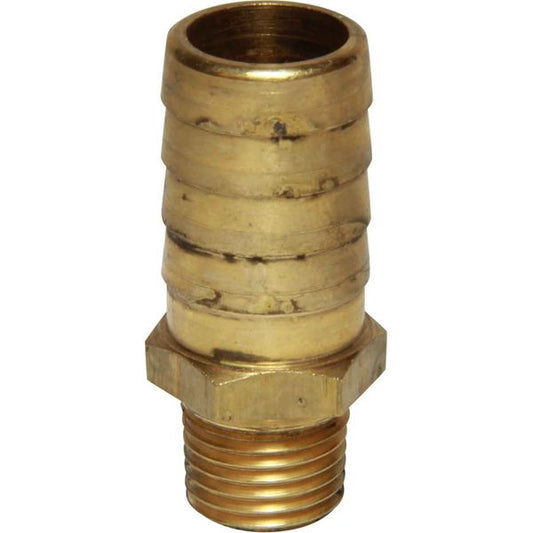 AG Brass Straight Hose Tail (1/4" BSPT Male to 16mm Hose)