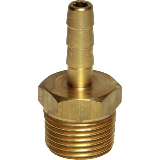 AG Brass Straight Hose Tail (3/8" BSPT Male to 6mm Hose)