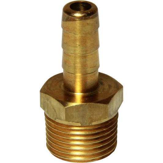 AG Brass Straight Hose Tail (3/8" BSPT Male to 8mm Hose)