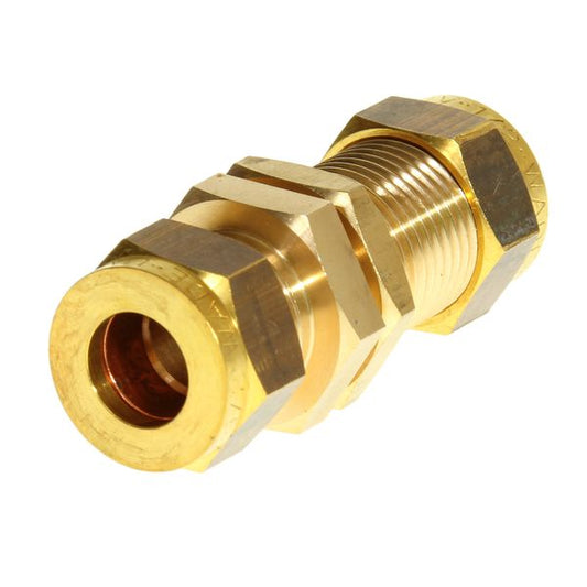 Wade Brass Compression Bulkhead Coupling (1/2" OD / 1/2" Bulkhead)