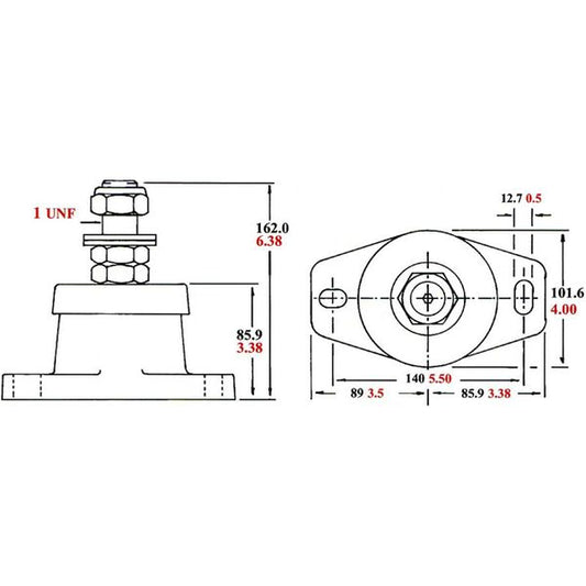 R&D Flexible Engine Mount (Shear Type / 650 - 1501LBS / 1" Stud)