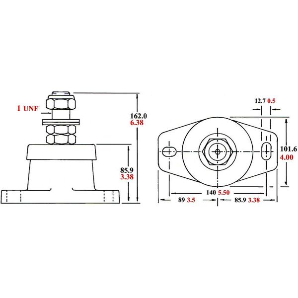 R&D Flexible Engine Mount (Shear Type / 880 - 2001LBS / 1" Stud)