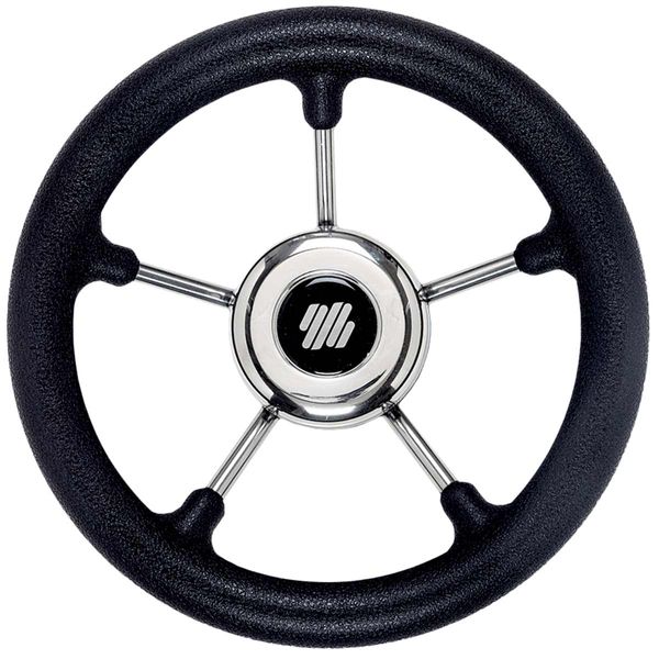 Ultraflex Stainless Steel Steering Wheel (Black Rim / 350mm / Hub)