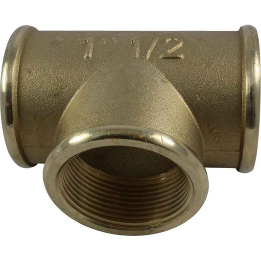 Maestrini Brass Equal Tee Fitting (Female Ports / 1-1/2" BSP)