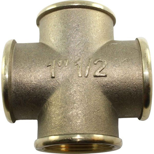 Maestrini Brass Equal Cross Fitting (Female Ports / 1-1/2" BSP)