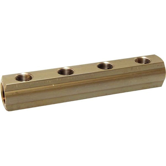 Maestrini Brass Female Pipe Manifold (3/4" BSP with 4 x 1/2" Inlets)