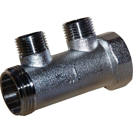 Maestrini Brass Male Pipe Manifold (1" BSP with 2 x 1/2" Inlets)