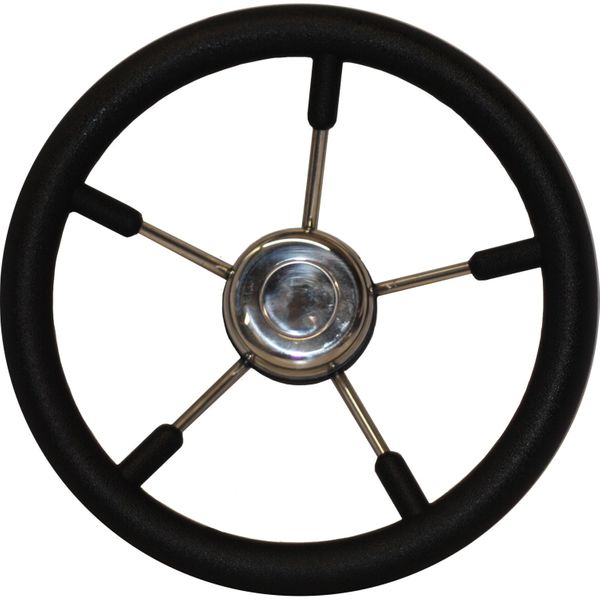 Osculati Stainless Steel Steering Wheel (Black Padded Rim / 350mm)