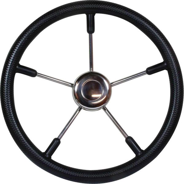 Osculati Stainless Steel Steering Wheel (Black Rim / 350mm)