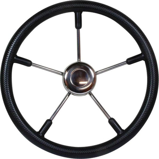 Osculati Stainless Steel Steering Wheel (Black Rim / 350mm)