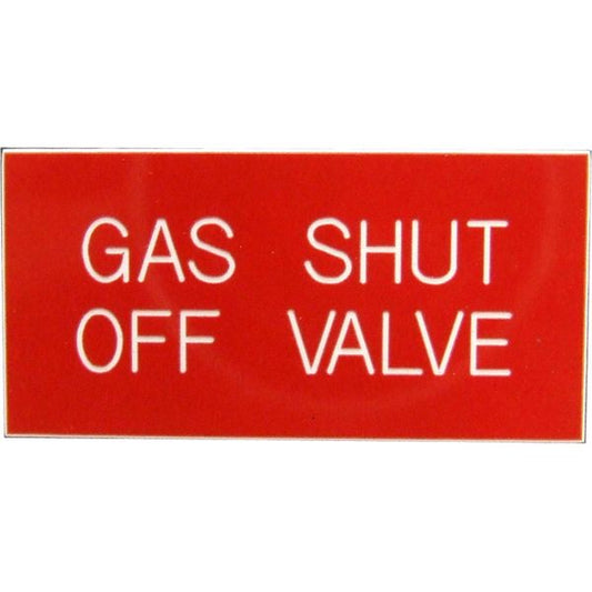Gas Shut Off Valve Label (50mm x 25mm)