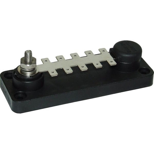 VTE Black Power Distribution Busbar (1 x 1/4" Post & 10 x 6.3mm Tabs)