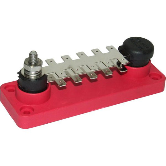 VTE Red Power Distribution Busbar (1 x 1/4" Post & 20 x 6.3mm Tabs)