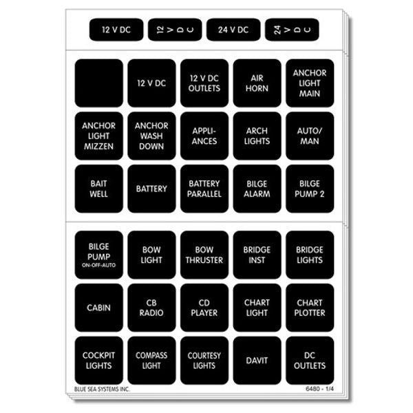 Blue Sea Waterproof DC Label Kit (120 Labels)