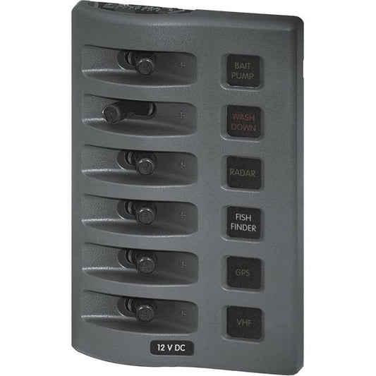 Blue Sea WeatherDeck 6-Way Waterproof Fuse Panel (12V / Grey)