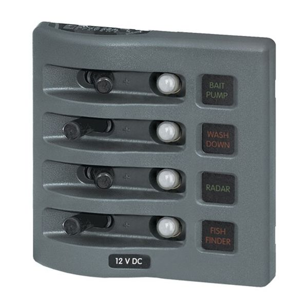 Blue Sea 4-Way Waterproof Circuit Breaker Panel Grey (12V / 24V)