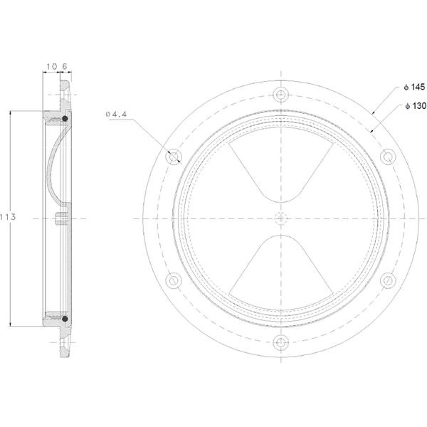 4Dek Plastic Watertight Inspection Cover (Clear / 102mm Opening)