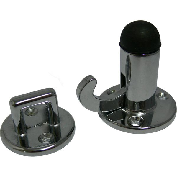 Foresti & Suardi Chrome Plated Brass Door Stopper with Bumper & Catch