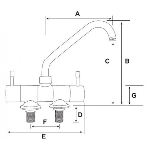 Trem Tap & Shower Monobloc Mixer Unit (3/8" BSP Male / 1.5m Hose)