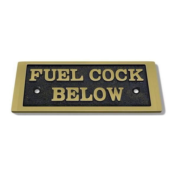 AG Label 'Fuelcock Below' in Cast Brass