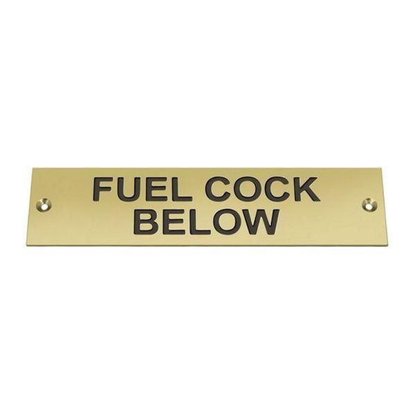 AG Label 'Fuel Cock Below' in Brass