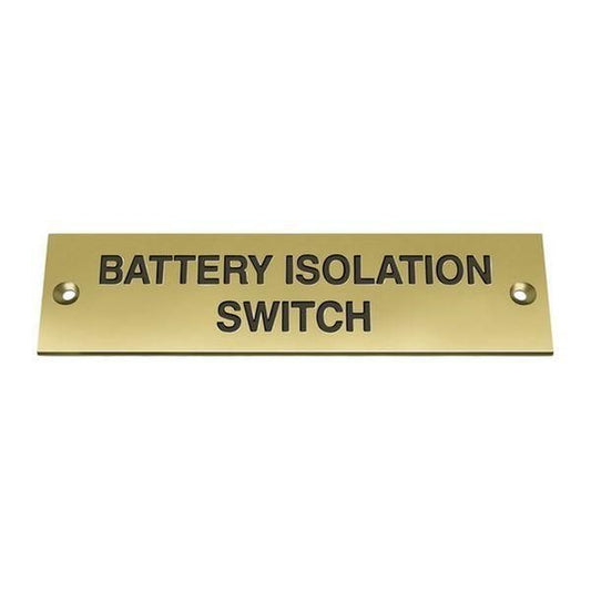 AG Label 'Battery Isolation Switch' in Brass